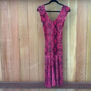 Vintage dress BETSEY JOHNSON red snakeskin mermaid flare size Petite